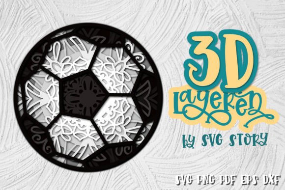3D Football Ball Layered Sport Game SVG