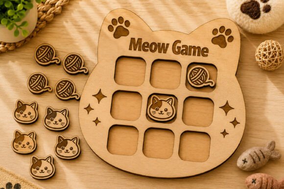 Bring Purr-fect Fun Home with a Cat Tic Tac Toe Laser Cut Design