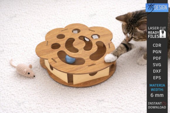 Cat Toy Maze Laser Cut Pet Ball Games: Enhancing Feline Playtime with Customizable Wooden Designs