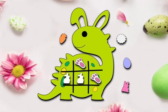 Dinosaur Easter Tic Tac Toe Kid Game Svg