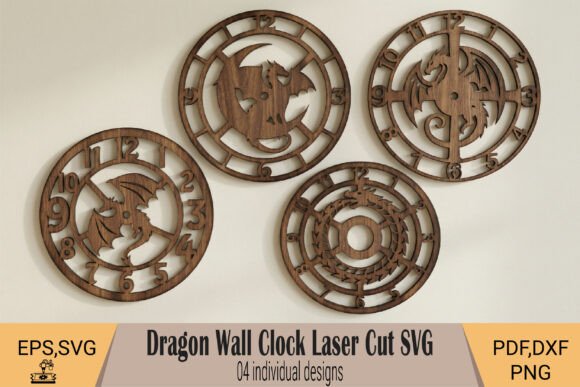 Dragon Wall Clock Laser Cut SVG: Elevating Fantasy-Themed Design
