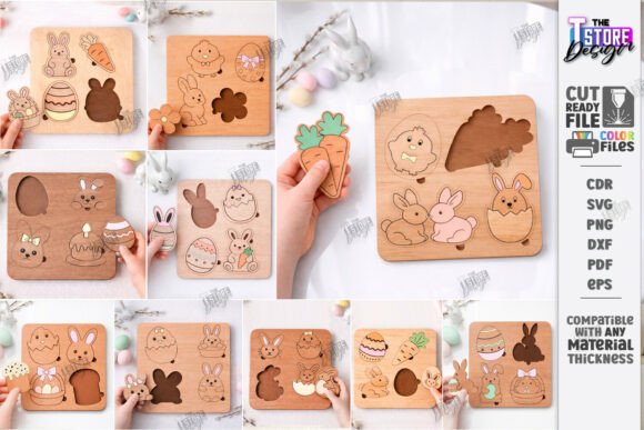 Easter Kids Puzzles Laser Cut Bundle SVG