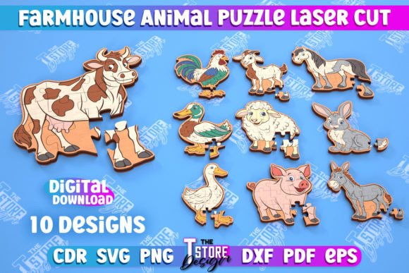 Farmhouse Animals Puzzle Laser Bundle