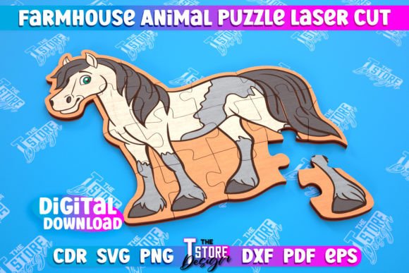 Farmhouse Puzzle Horse Shape Puzzle: A Creative Laser Cutting Project for Woodworkers