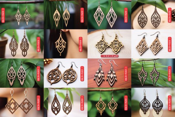 Geometric Wooden Earring SVG Bundle