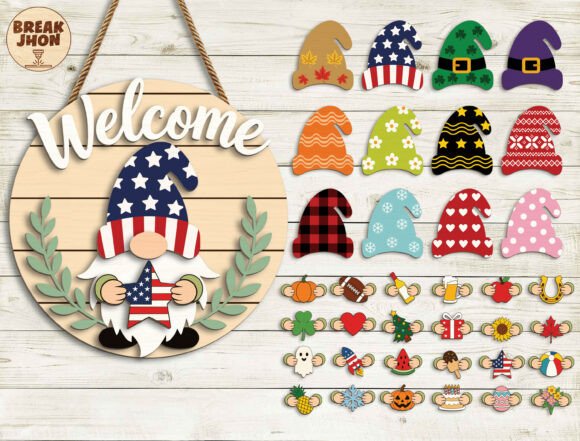 Interchangeable Welcome Gnome SVG Bundle