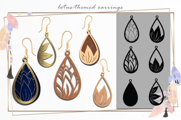 Lotus-Themed Geometric Earrings SVG: Elevate Your DIY Jewelry with Precision and Meaning