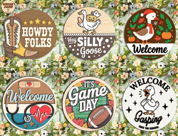 Welcome Door Hanger Laser Cut File Svg: Elevate Your Home Decor with Personalized Round Signs