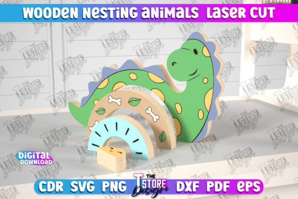 Wooden Nesting Dino Baby Game CNC