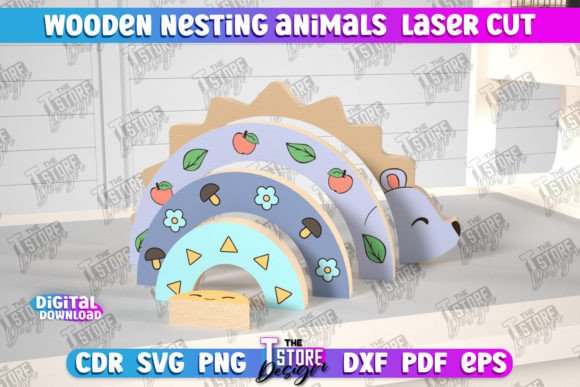Wooden Nesting Hedgehog Baby Game CNC