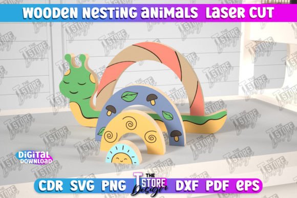 Wooden Nesting Snail Baby Game CNC