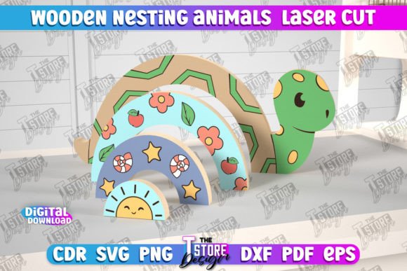 Wooden Nesting Turtle Baby Game CNC